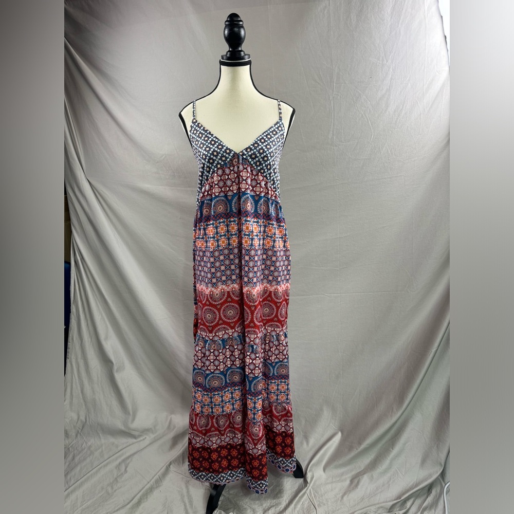Boho Geo Print Criss Cross Back Cami Dress - Picture 6 of 8